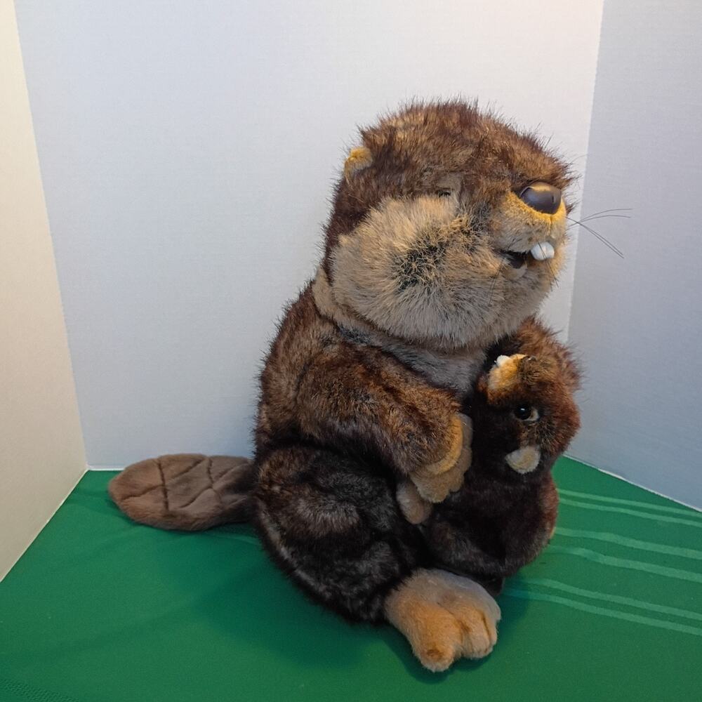 Costco Exclusive Brown Beaver with Baby Plush Stuffed Animal 18" Tall